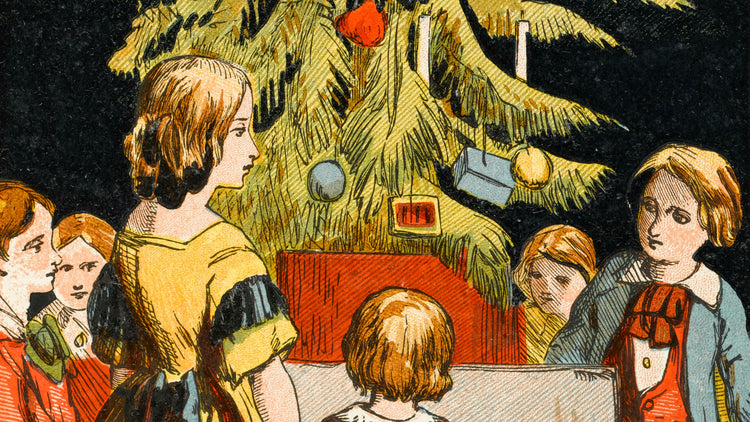 Victorian children around a Christmas tree