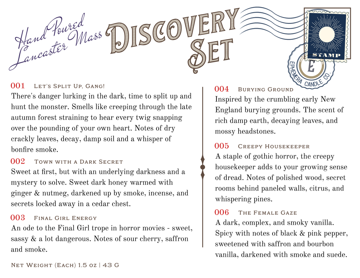Don't Go in the Woods Discovery Set full candle scent list