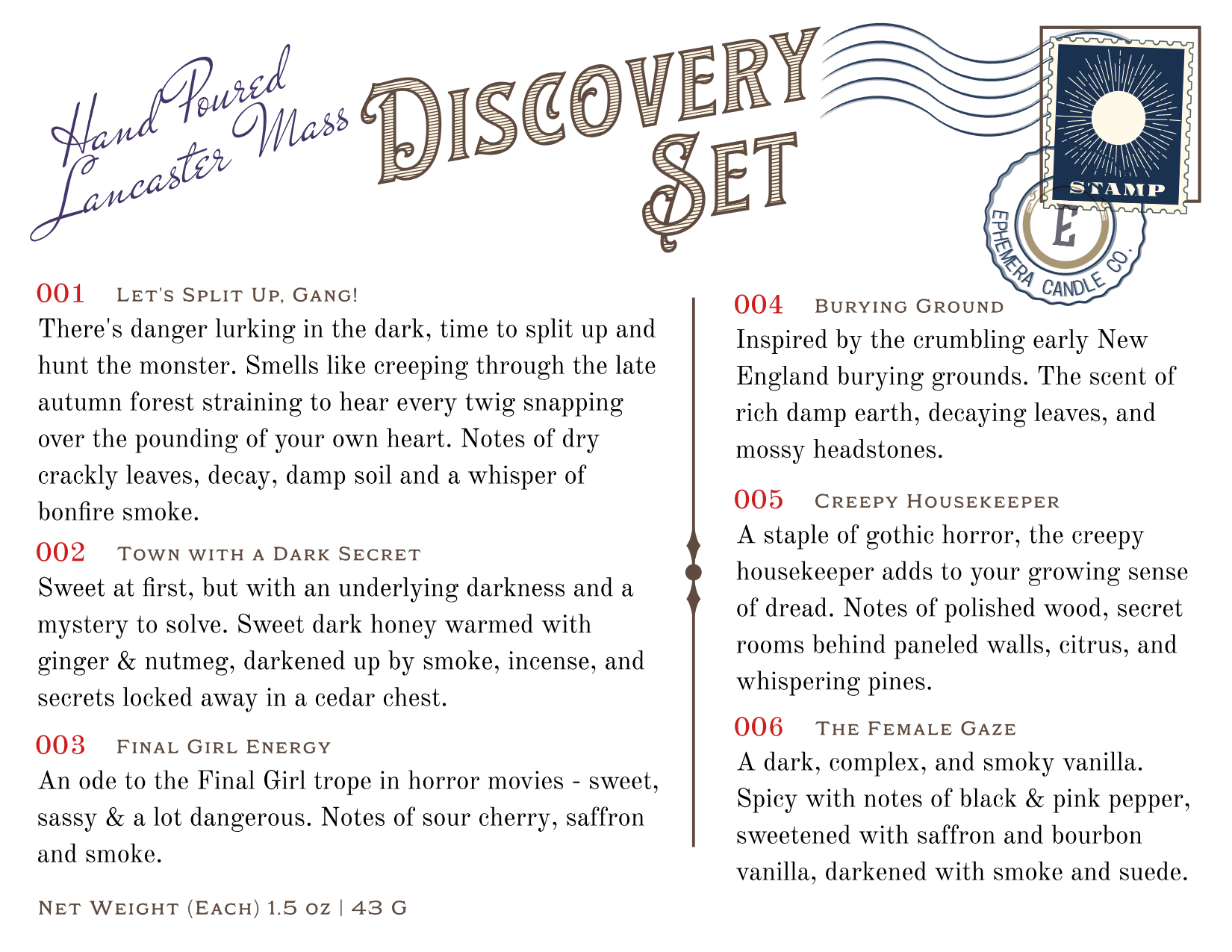Don't Go in the Woods Discovery Set full candle scent list