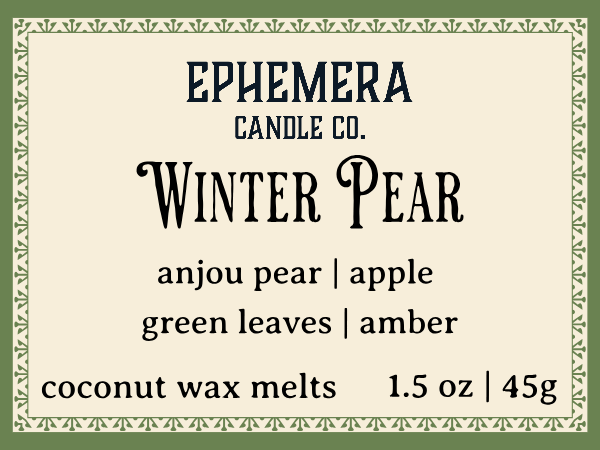 Winter Pear Wax Melts | Anjou Pear, Apples, Green Leaves & Amber