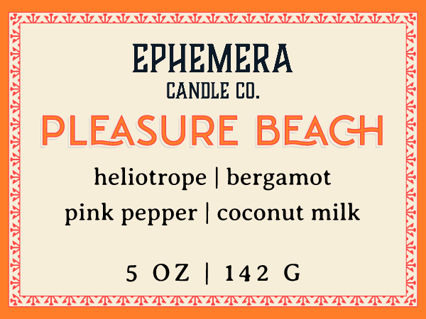 Pleasure Beach wood wick candle - heliotrope, bergamot, pink pepper, coconut milk