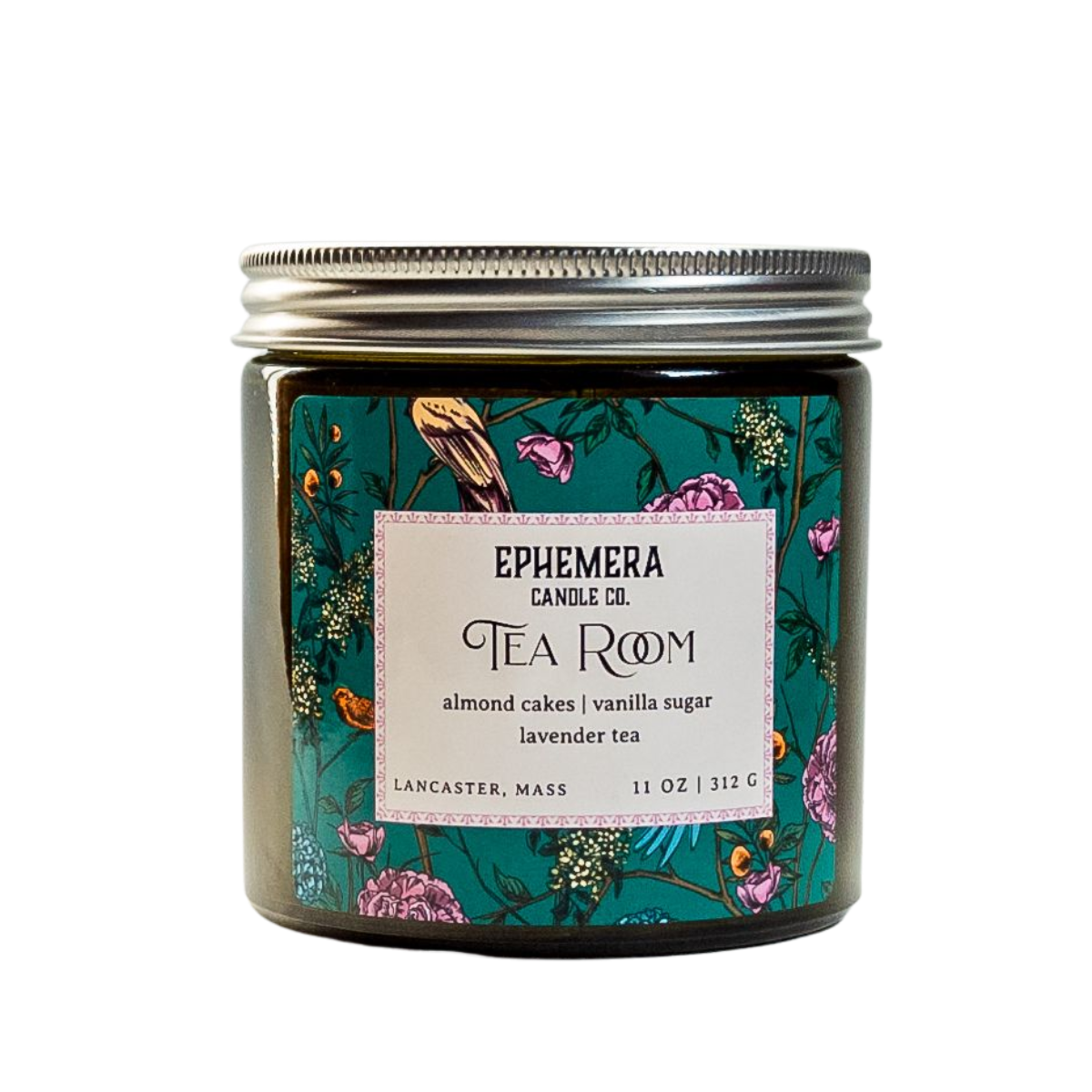 Tea Room 11 oz wood wick candle - almond cake, vanilla sugar and lavender tea