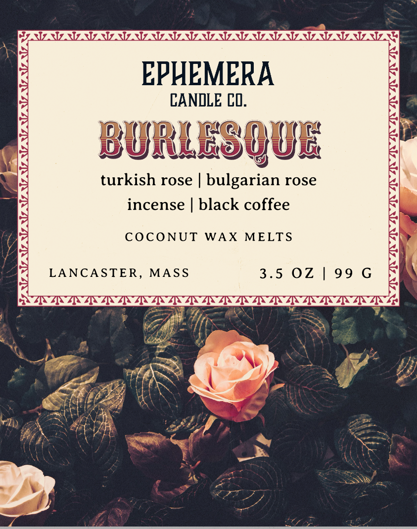 Burlesque Wax Melts | Bulgarian Rose, Turkish Rose, Incense, Coffee