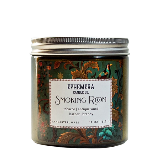 Smoking Room wood wick candle - tobacco, antique wood, leather & brandy
